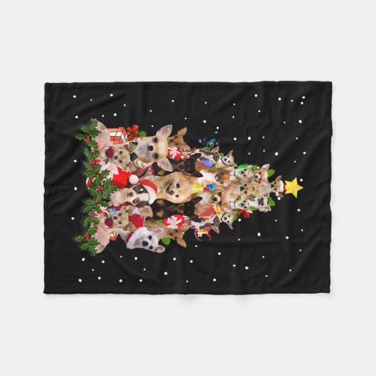 Couverture Polaire chihuahua christmas tree xmas vend chihuahuuahua (Devant (Horizontal))