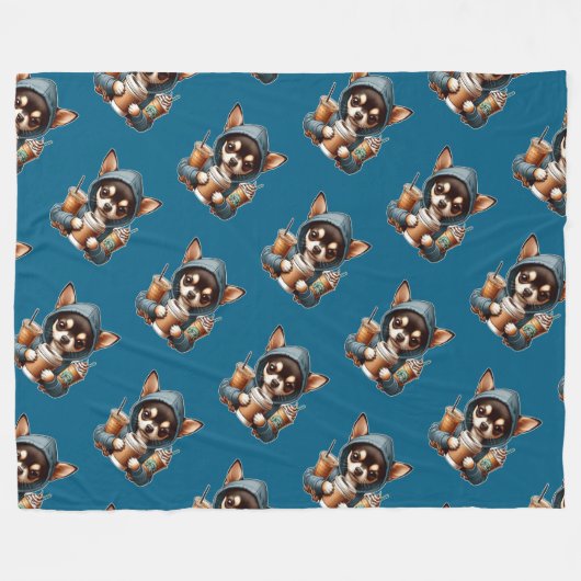 Couverture Polaire Chihuahua dans un Sweatshirt à capuchon tenant du  (Devant (Horizontal))