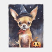 Couverture Polaire Chihuahua d'Halloween avec la peur Citrouille (Devant)