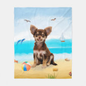 Couverture Polaire Chihuahua Dog sur la plage (Devant)