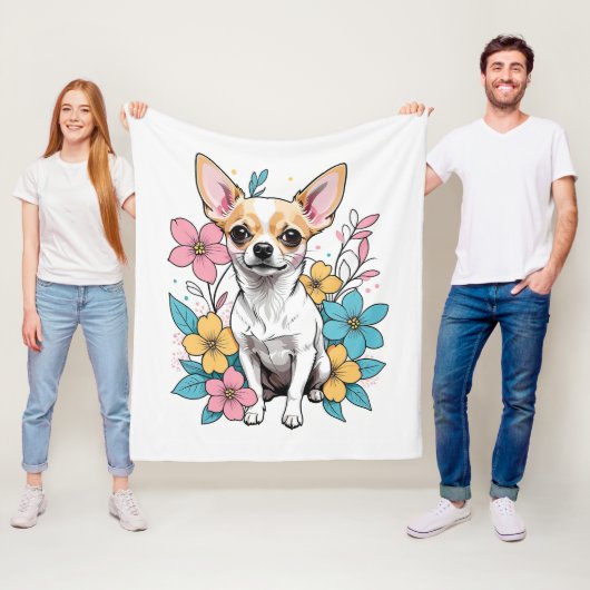 Couverture Polaire Chihuahua du printemps (En situation)