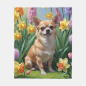 Couverture Polaire Chihuahua Fleurs de printemps Chien Peinture (Devant)