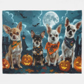 Couverture Polaire Chihuahua Halloween Éffrayant (Devant (Horizontal))