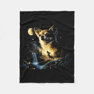 Couverture Polaire Chihuahua hurle à la lune vintage drôle
