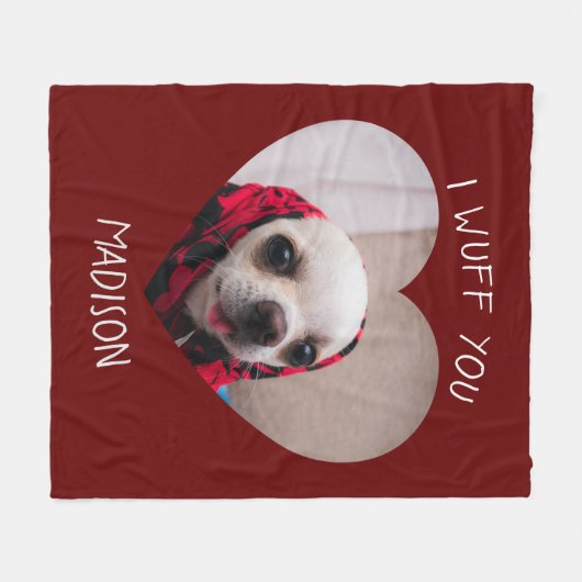 Couverture Polaire Chihuahua mignon wua vous aimez Saint Valentin pho (Devant (Horizontal))