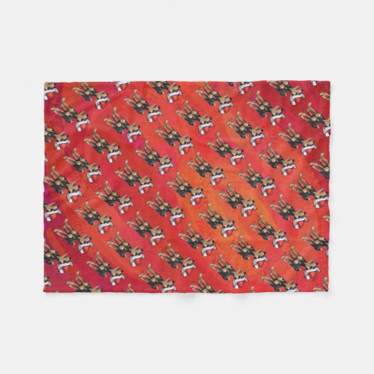 Couverture Polaire Chihuahua Noël sur Rouge (Devant (Horizontal))