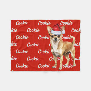 Couverture Polaire Chihuahua Père Noël Chien avec un nom personnalisé