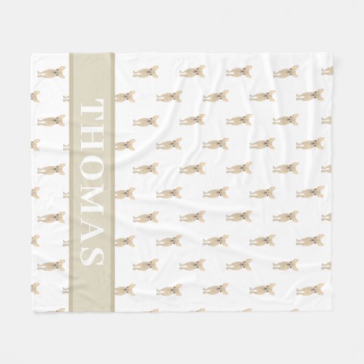 Couverture Polaire Chihuahua Personnalisé (Poil Court, Fawn Tan) (Devant (Horizontal))