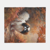 Couverture Polaire Chin japonais à l'automne Feuilles automne Inspira (Devant (Horizontal))