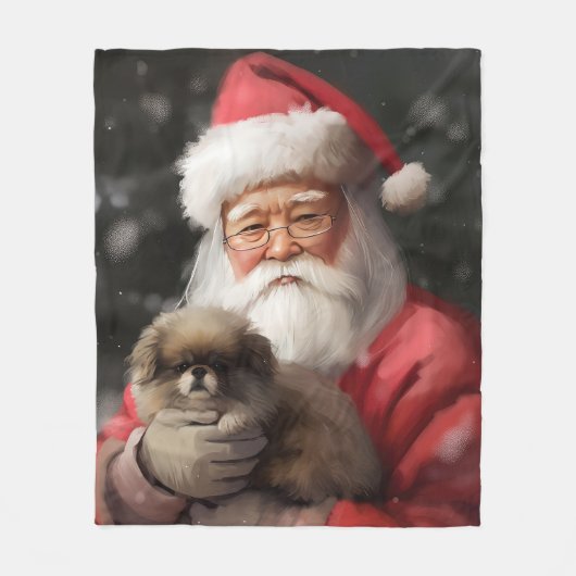 Couverture Polaire Chin japonais avec Noël Festif du Père Noël (Devant)