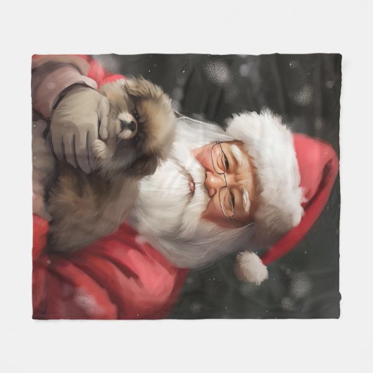 Couverture Polaire Chin japonais avec Noël Festif du Père Noël (Devant (Horizontal))