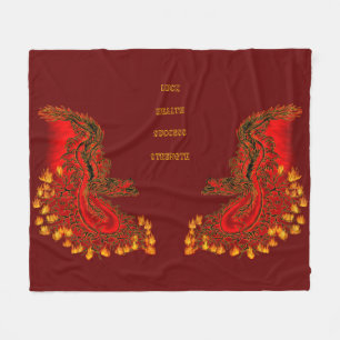 Couverture Polaire Chine Dragon rouge et or design