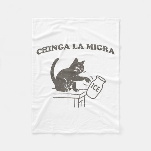 Couverture Polaire Chinga La Migra Immigration Abolish Ice Funny Cat  (Devant)