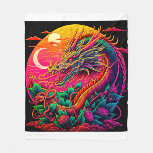 Couverture Polaire Chinois Dragon Coloré Neon Desin