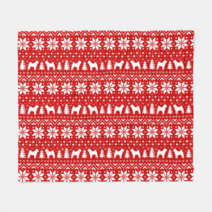 Couverture Polaire Chinois Shar Pei Chien Silhouettes Motif de Noël