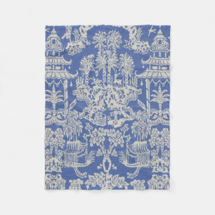 Couverture Polaire Chinoiserie bleue et blanche Oriental