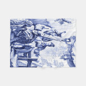 Couverture Polaire Chinoiserie bleue et blanche Oriental (Devant (Horizontal))
