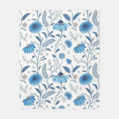 Couverture Polaire Chinoiserie Blue Echinacea Pattern (Devant)