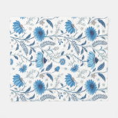 Couverture Polaire Chinoiserie Blue Echinacea Pattern (Devant (Horizontal))