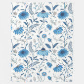 Couverture Polaire Chinoiserie Blue Echinacea Pattern (Devant)
