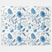 Couverture Polaire Chinoiserie Blue Echinacea Pattern (Devant (Horizontal))