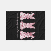 Couverture Polaire Chinoiserie Bunny Pâques Bow rose Coquette mignonn (Devant (Horizontal))