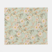 Couverture Polaire Chinoiserie Floral Moderne Rose n Sage Aquarelle (Devant (Horizontal))