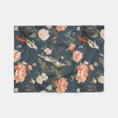 Couverture Polaire Chinoiserie florale sur Denim Blue (Devant (Horizontal))