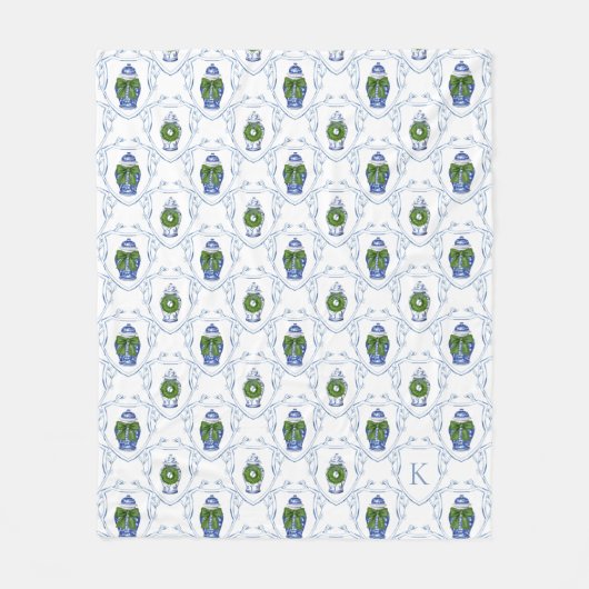 Couverture Polaire Chinoiserie Ginger Jar Monogrammé (Devant)