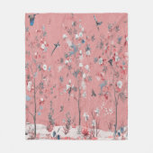 Couverture Polaire Chinoiserie rose (Devant)