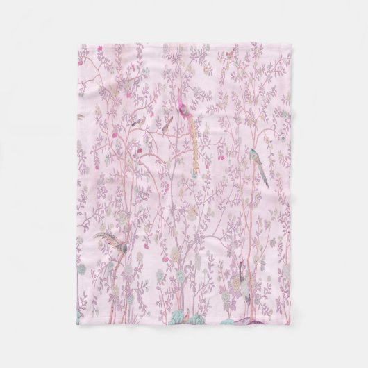 Couverture Polaire Chinoiserie rose (Devant)