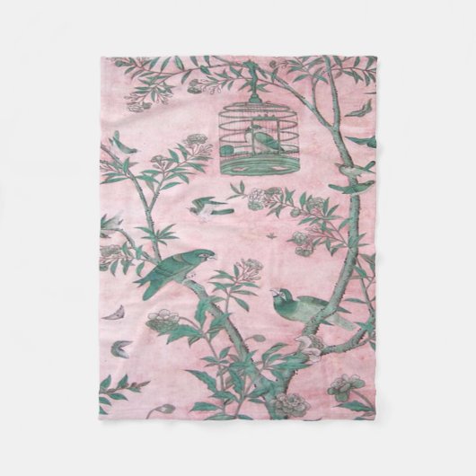 Couverture Polaire Chinoiserie rose (Devant)