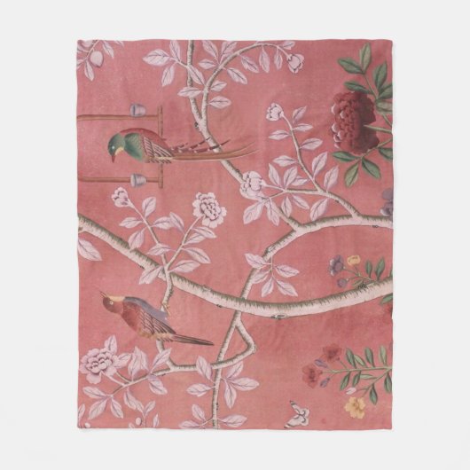 Couverture Polaire Chinoiserie rose (Devant)