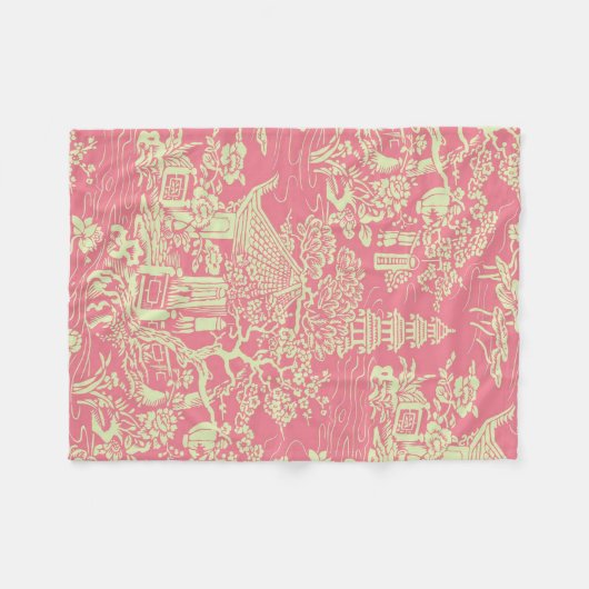 Couverture Polaire Chinoiserie rose (Devant (Horizontal))