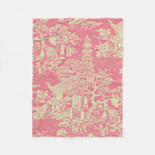 Couverture Polaire Chinoiserie rose