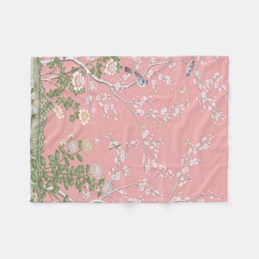 Couverture Polaire Chinoiserie rose (Devant (Horizontal))