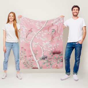 Couverture Polaire Chinoiserie rose