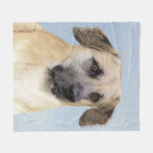 Couverture Polaire Chinook (Oreilles Laissées) Peinture - Art Chien o (Devant (Horizontal))