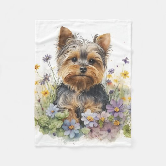 Couverture Polaire Chiot adorable Yorkshire Terrier (Devant)