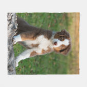 Couverture Polaire Chiot australien mignon de chien de berger, (Devant (Horizontal))