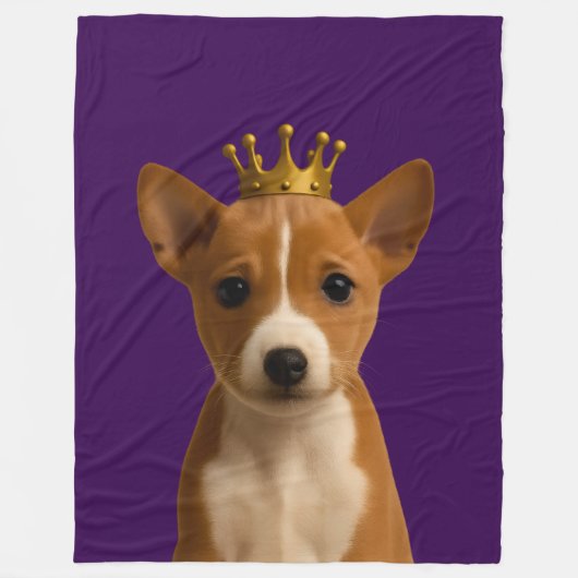 Couverture Polaire Chiot Basenji en Couronne Or (Devant)