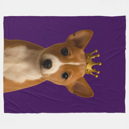 Couverture Polaire Chiot Basenji en Couronne Or (Devant (Horizontal))