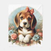 Couverture Polaire Chiot Beagle vintage (Devant)