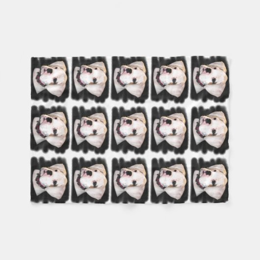 Couverture Polaire Chiot blanc de boxeur (Devant (Horizontal))