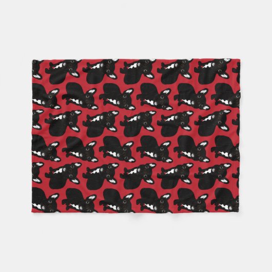 Couverture Polaire Chiot Brindle mignon de Frenchie (Devant (Horizontal))