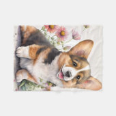 Couverture Polaire Chiot Corgi Adorable (Devant (Horizontal))