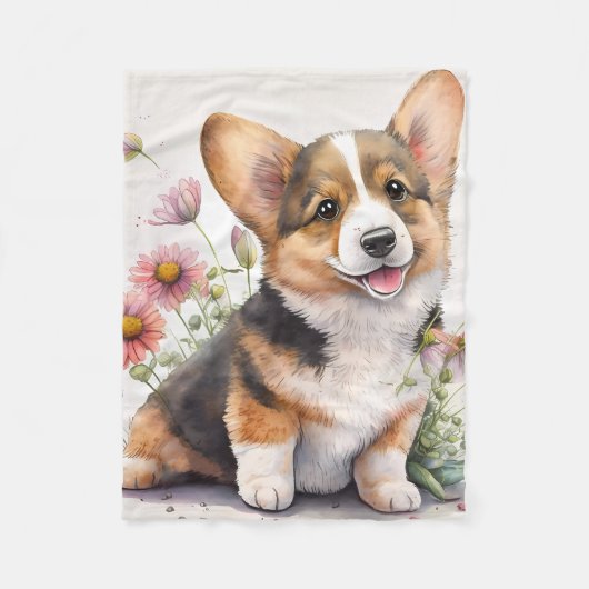Couverture Polaire Chiot Corgi Adorable (Devant)