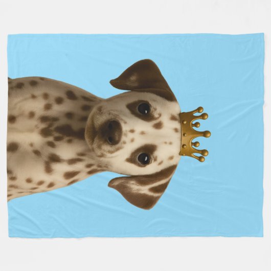 Couverture Polaire Chiot dalmate en Couronne or mignonne (Devant (Horizontal))