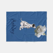 Couverture Polaire Chiot dalmate Et Motif Rose (Devant (Horizontal))