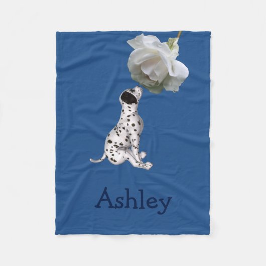 Couverture Polaire Chiot dalmate Et Motif Rose (Devant)